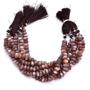 Perles Rondelles Lisses en Pierre de Lune AAA+ 8mm-10mm, Pierre de Lune Naturelle Brun Chocolat, Perles de Pierres Semi-Précieuses pour la Fabrication de Bijoux - Product Image 3