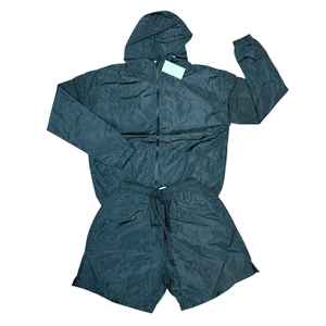 Unisex Blue Hooded Waterproof Tracksuit Full Length Zipper Closure Casual Solid Color Lightweight Polyester Adult Spring Wear - Product Image 3