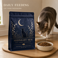 Sacs d'emballage personnalisés pour aliments pour chats, sachets refermables à fermeture éclair, pochettes verticales pour aliments pour animaux de compagnie, vente en gros