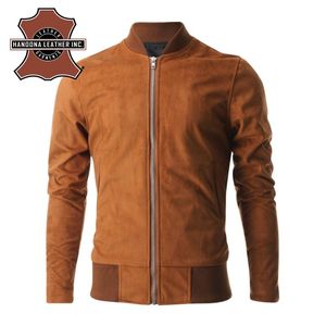 Chaqueta de cuero de cabra para hombre, transpirable, de alta calidad, con cremallera frontal, doble bolsillo, estilo motero, para hombre y mujer - Product Image 4