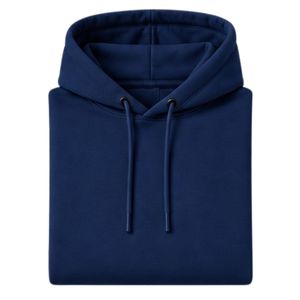 Sweat-shirt à capuche bleu marine uni à manches longues avec cordon de serrage et poche avant, style décontracté - Product Image 3