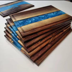 Planche à découper de service en bois et résine époxy de conception classique Produit le plus vendu Nouveaux blocs à découper en bois élégants Prix d'usine - Product Image 5