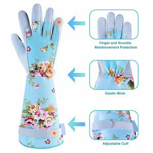 Guantes de Jardinería Resistentes con Puño Largo para Mujer, Diseño Floral, con Pantalla Táctil, Protección Contra Espinas - Product Image 3