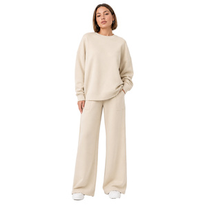 Conjunto de Sudadera de Felpa de Algodón Grueso, Sudadera con Capucha de Color Sólido, Pantalones Anchos, Estilo Y2K, Hombros Caídos, Estampado DTG, Ropa Urbana - Product Image 1