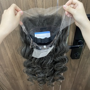 วิกผมราคาส่งแบบกำหนดเองได้ ผมแท้เวียดนาม ต่อผมแบบ HD Lace Front สีเทา ทรงบอดี้เวฟ - Product Image 3