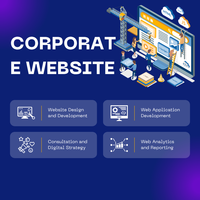 Site Web d'entreprise entièrement compatible avec toutes les tailles d'écran, service de création de domaines personnalisés, configuration d'e-mails, intégration des liens vers les réseaux sociaux