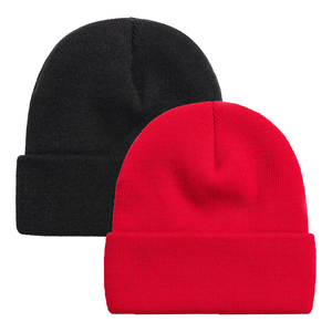 Gorro Unisex OEM, 100% Acrílico, Tejido, Color Sólido, Casual, Invernal, para Adultos, 56-58CM, Rojo y Negro - Product Image 1