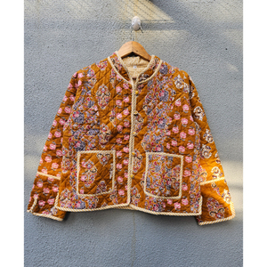 High Quality Vintage Floral Quilted Cotton Jacket Handmade Kantha Style Women <b>Coat</b> Brown Patchwork Outerwear gift for her - Product Image 1