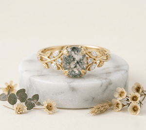 Bague de Mariage Vintage Botanique avec Grappe de Pierres de Mousse Poire, Bijoux de Luxe Durable en Diamant de Laboratoire, Vente en Gros - Product Image 3