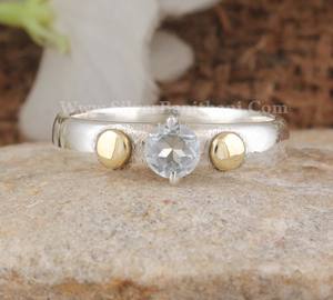 Bague vintage en argent sterling 925 avec cristal, bande en laiton bicolore à pois, bijoux de luxe classiques faits à la main pour femmes, style bohème pour mariage - Product Image 6