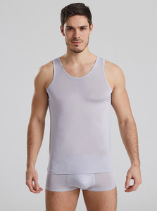 Super Soft Plain Color <b>Vest</b> Lightweight 120 GSM 100% Silk High Quality Tank Top Men Wholesale Breathable Fitness Training - Product Image 4