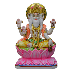 Handcrafted Marble Lord Brahma Statue - 18 Inch | White Marble Chaturmukha Brahma Murti on Lotus | Premium Hindu Idol | MALIYAS - Product Image 2