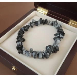 Bracelet artisanal en obsidienne de neige naturelle, vente en gros, bijoux de mode, cristal de guérison, obsidienne de neige, protection CHIPS - Product Image 2