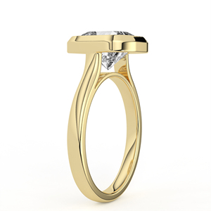 แหวนเพชรเม็ดเดี่ยวทรงคุชชั่น ทองคำแท้ 14K 18K เพชรเพาะเลี้ยง ฝังแบบเต็มขอบ ดีไซน์เรียบหรู แบรนด์ส่วนตัว เครื่องประดับชั้นดี - Product Image 3