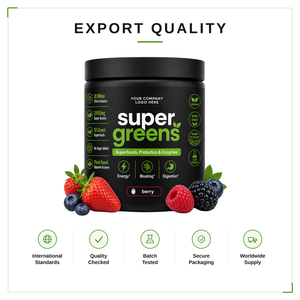 Poudre de Super Aliments Verts Végétaliens Faible en Sucre Saveur Baies Premium pour Adultes – Marque Privée, Formule Personnalisée OEM, Fournisseur en Gros pour l'Exportation - Product Image 4
