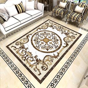 Carreaux de sol décoratifs en marbre blanc de luxe, incrustés, faits à la main, antidérapants, imperméables, pour salon, hôtel, école, hôpital - Product Image 1