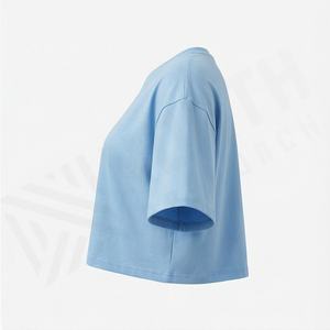 Camiseta Corta de Algodón para Mujer, Diseño Holgado, Venta al por Mayor, para Entrenamiento, Fitness, Deportiva, a la Moda, Color Personalizado - Product Image 3