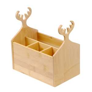Organisateur de couverts en bois avec compartiments, poignée en bois de cerf, boîte de rangement pour cuillères, fourchettes et couteaux pour comptoir de cuisine - Product Image 1