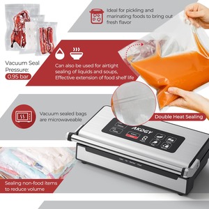 Machine de mise sous vide alimentaire entièrement automatique professionnelle, double scellage thermique, coupe-sac intégré et rangement des sacs, puissant économiseur d'aliments sous vide - Product Image 5