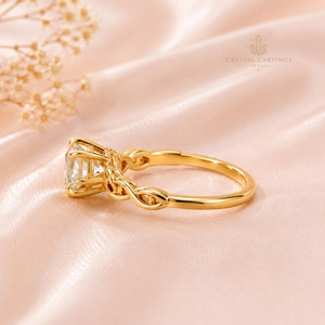Anillo de Compromiso de Moissanita Redonda de 1 Quilate, Anillo de Novia de Plata de Ley 925 Chapado en Oro con Nudo Celta Vintage para Mujer - Product Image 3