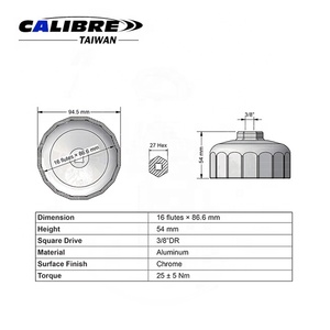 Clé à douille pour boîtier de filtre à huile de qualité industrielle TAIWAN CALIBRE 86,6 mm 16 cannelures pour bricolage OEM - Product Image 2