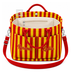 Custom NSPDK Sorority Tote bag red and gold Embroidered Logo Striped Daily Use Large Capacity <b>Canvas</b> Tote bag - Product Image 2