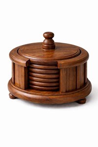 Wooden <b>Coaster</b> <b>Set</b> Solid For Stylish Home Dining Protecting Furniture While Adding Natural Beauty - Product Image 3