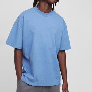 New Fashionable Oversized Men's T-Shirts Drop Shoulder O-Neck Short Sleeve Baggy Fit 100% Cotton Solid Color <b>Hip</b> Hop Customized - Product Image 6