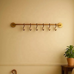 Tringle à rideaux murale/plafond en laiton brossé moderne, finition dorée, détachable, pour armoire, style ferme, hôtel - Product Image 5