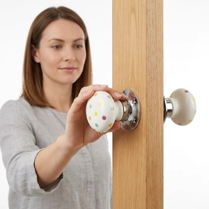 White Polka Dot Porcelain <b>Door</b> Knob Round Cabinet Handle Contemporary Kitchen Drawer Furniture Handle Easy Installation - Product Image 4