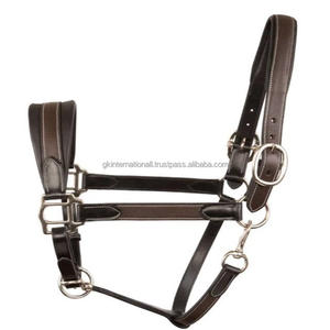 Classique noir ou marron épais cuir de selle rembourré licou en épi complet avec matériel en nickel réglable robuste - Product Image 4