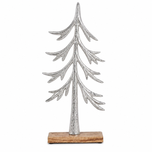 Modern Durable Reusable Aluminum Christmas Tree Table Decor Silver Holiday Tree Sculpture <b>Custom</b> Size Wooden Base Decoration - Product Image 2