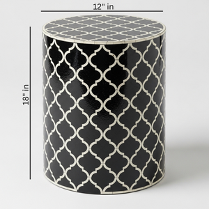 Mesa Auxiliar Industrial Moderna con Incrustaciones de Esmalte Blanco y Negro, Diseño Geométrico Hecho a Mano, para Recibidor o Dormitorio, Venta al por Mayor - Product Image 2