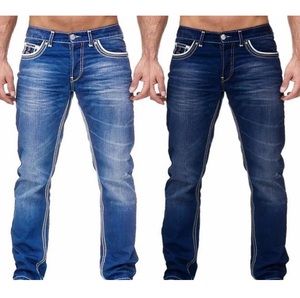 Pantalones vaqueros ajustados de moda, pantalones de mezclilla con cierre de cremallera, pantalones azules elásticos de diseñador, pantalones de mezclilla transpirables de Cumbre Sports - Product Image 5