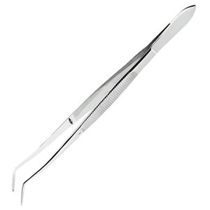 Pinzas de laboratorio con ranuras, longitud 160 mm (ranuradas y curvadas), instrumento de precisión para laboratorio dental, para un manejo seguro - Product Image 2