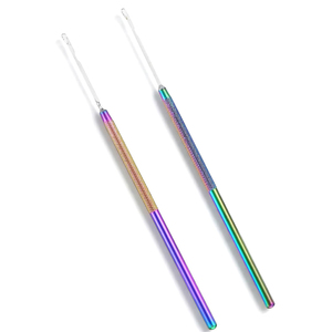 2 Pcs Hair Tinsel Tool, Hair Extensions Loop <b>Needle</b> Pulling Hook Tool, Micro <b>Needle</b> <b>Threader</b> Wire Pulling Loop Hook Tools - Product Image 1