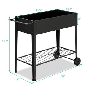 Jardinière surélevée sur roulettes avec pieds antidérapants et étagère de rangement - Product Image 6