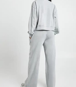 Ensemble de survêtement zippé pour femme : veste à col et pantalon assorti – Tenue de sport décontractée – Fournisseur en gros de survêtements sous marque privée - Product Image 2