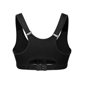 สปอร์ตบราสีดำสำหรับผู้หญิง ดีไซน์แบบ Racerback ซิปด้านหน้า รองรับระดับปานกลาง ชุดโยคะไร้ตะเข็บ แต่งดีเทลตะเข็บตัดสี - Product Image 2