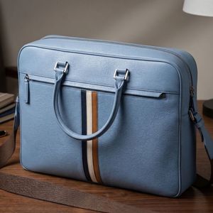 Porte-documents en cuir véritable de grande capacité pour hommes avec bandoulière et housse d'ordinateur - Product Image 1