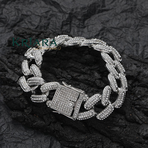 Bracelet à maillons en moissanite, argent 925 plaqué rhodium, coupe brillante ronde, micro-incrustation, bracelets de luxe unisexes - Product Image 4