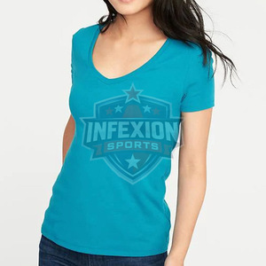 Women's V-Neck Short Sleeve Solid Color T-Shirt Slim Fit Casual Cotton Jersey <b>Top</b> Spring Summer Wear - Product Image 4