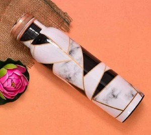 Printed Copper Water <b>Bottle</b> Pure Copper Handmade Designer Modern Eco-friendly Lid Travel Drinking <b>Bottle</b> Decorative Drinkware - Product Image 1