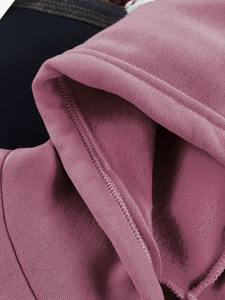 Sudadera con Capucha Unisex Color Rosa Polvoriento, Bordada, Transpirable, de Invierno, de Algodón y Felpa, Estilo Casual y Urbano - Product Image 4