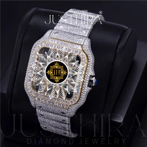 Montre squelette de mode en acier inoxydable avec diamants Moissanite pour hommes, montre-bracelet glacée, durable, meilleur prix, vente en gros - Product Image 3