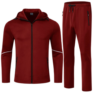 Survêtement à capuche zippé en molleton respirant polyester/coton pour homme – Nouvelle collection sportswear décontractée haute performance pour l'été - Product Image 3