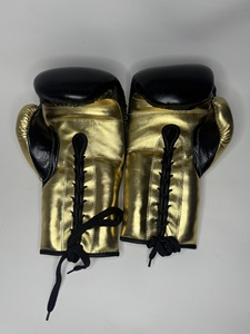 Guantes de Boxeo Personalizados Negros con Cordones Dorados, Sin Boxeo No Hay Vida, Guantes de Boxeo de Cuero Genuino para Entrenamiento Profesional y Sparring, Guantes de Boxeo Winning - Product Image 5