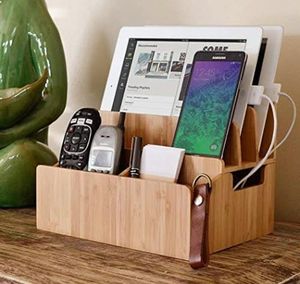 Stylish Bamboo Metal Handicraft Bookends Charging Slot | Eco-Friendly Office Solution Contemporary Design Scenic Pattern Natural - Product Image 4
