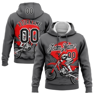 Sweat à capuche de sport de course de motocross 3D gris noir-blanc, nouveau design, personnalisé et cousu sur mesure, vente en gros directe pour l'industrie - Product Image 1
