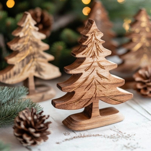Ornement de Noël en bois en forme d'arbre, artisanat, décoration suspendue pour la décoration des fêtes - Product Image 4